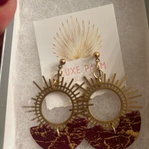 Gold and burnt red Statement Earrings